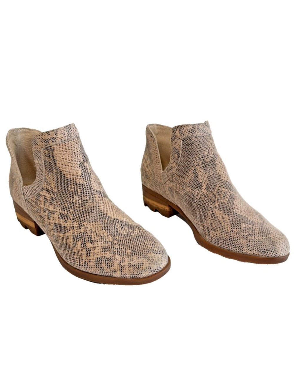 Sorel Emelie Chelsea Boots Womens 8 Snake Print Waterproof Leather Booties